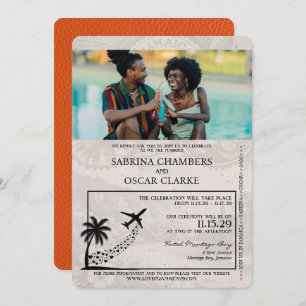 Orange Jamaica Passport Hochzeitseinladung Einladung