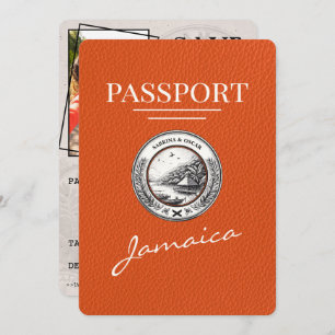 Orange Jamaica Passport Save the Date