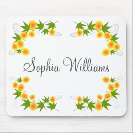 Orange japanische Blume weiß Mousepad