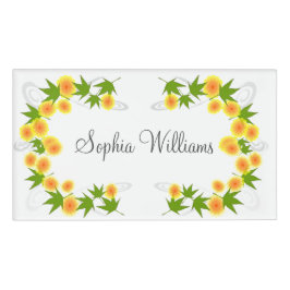 Orange japanische Blume weiß Namenschild