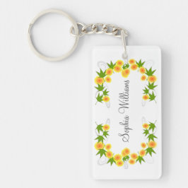 Orange japanische Blume weiß Schlüsselanhänger