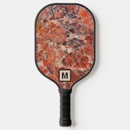 Orange Jasper Stone Pattern mit Initial Pickleball Schläger