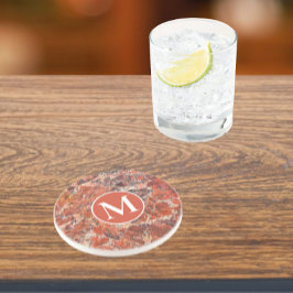 Orange Jasper Stone Pattern Monogram Getränkeuntersetzer