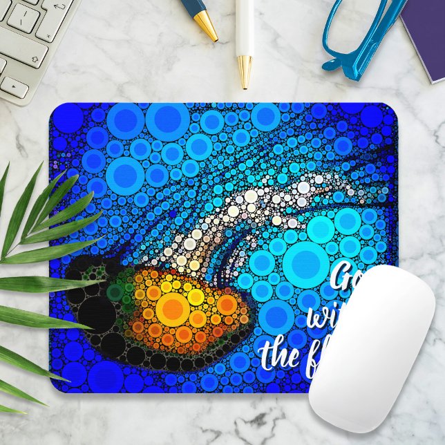 Orange Jellyfish Blue Ocean Go mit Flow Script Mousepad (Von Creator hochgeladen)