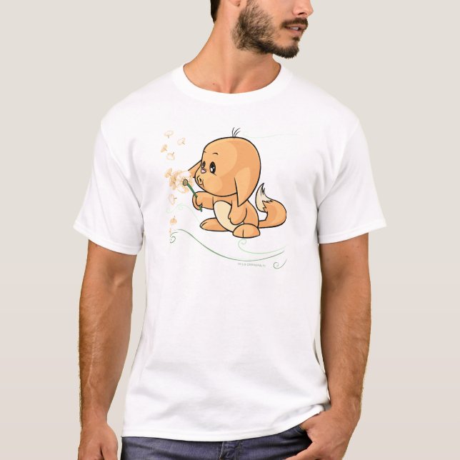 Orange Kacheek, das auf einem Löwenzahn wünscht T-Shirt (Vorderseite)