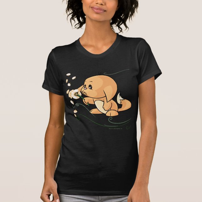 Orange Kacheek, das auf einem Löwenzahn wünscht T-Shirt (Vorderseite)