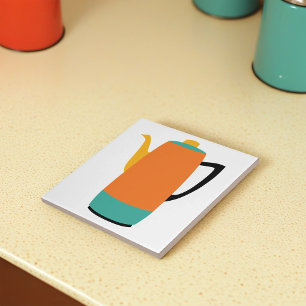 Orange Kaffee-Filtrierapparat Fliese