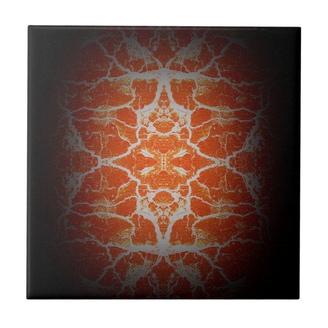 Orange Kaleidoskop Fliese (Vorderseite)