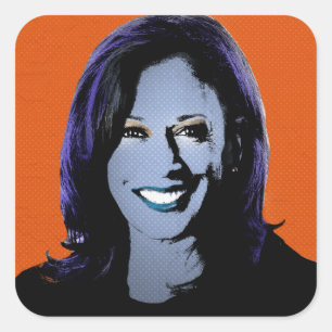 Orange Kamala Harris Pop Art Quadratischer Aufkleber
