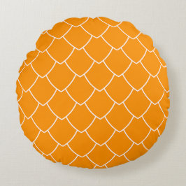 🧡 Orange Kammmuschel-Stoff bedruckt Rundes Kissen