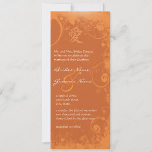 Orange Kanji Liebe Swirl Wedding Einladung