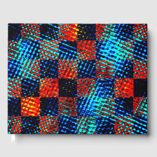 Orange kariert fast rot, blau und Imitate schmutzi Gästebuch