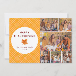 Orange Kariert Fröhliches Thanksgiving Herbst Fo Feiertagskarte