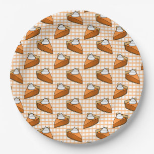 Orange Kariert Gingham Pumpkin Pie Erntedank Pappteller