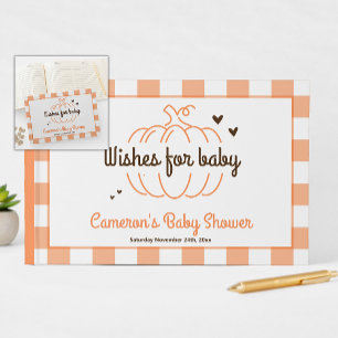 Orange Kariert Little Pumpkin Neutral Baby Dusche Gästebuch