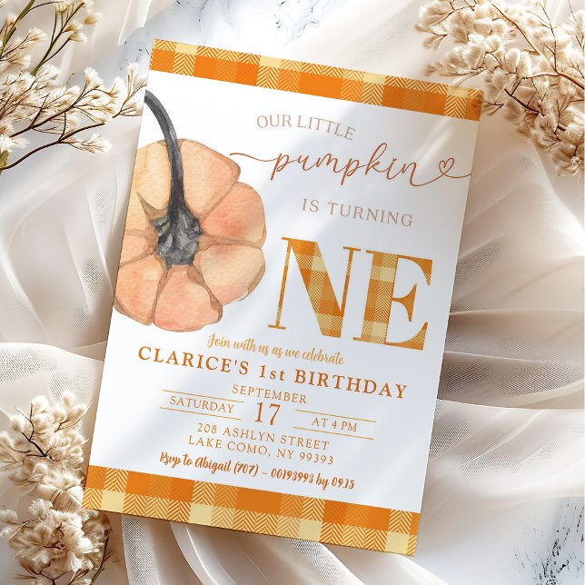 Orange Kariert macht unser kleiner Kürbis einen Einladung (Von Creator hochgeladen)