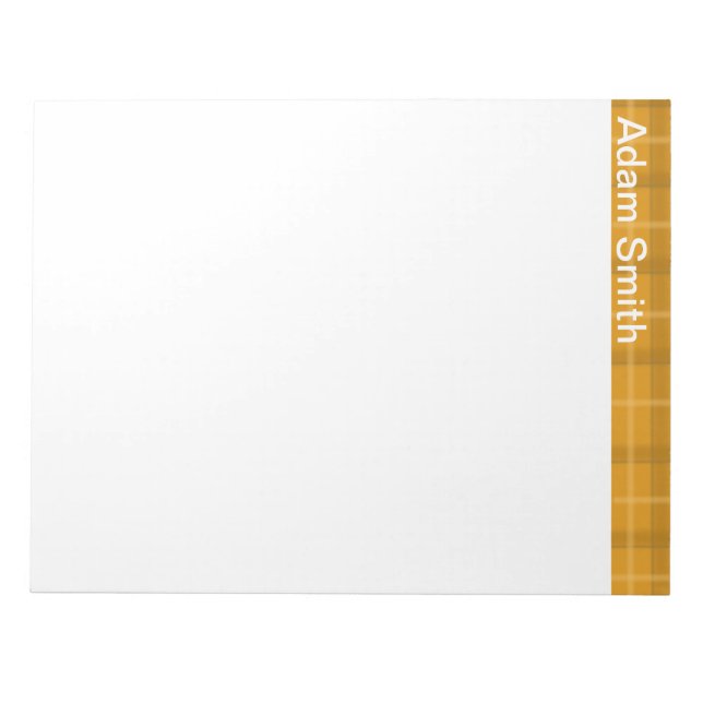 Orange Kariert Personalisiert Notepad Notizblock (Vorderseite)