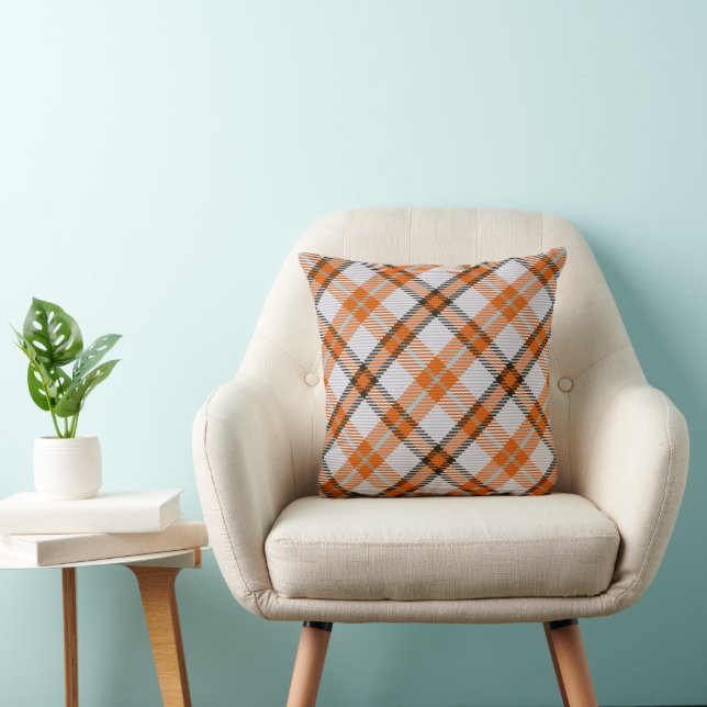 Orange Kariert Pillow Kissen (Stuhl )
