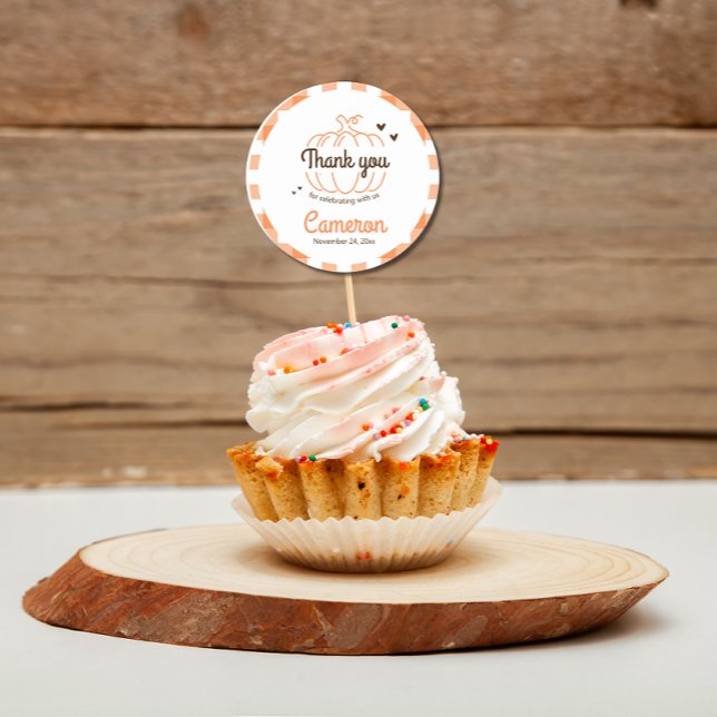 Orange Kariert Pumpkin Neutral Baby Dusche Vielen  Runder Aufkleber (Von Creator hochgeladen)