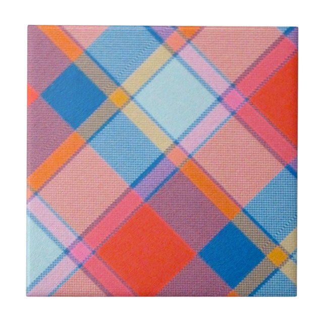 Orange Kariert Tile Fliese (Vorderseite)