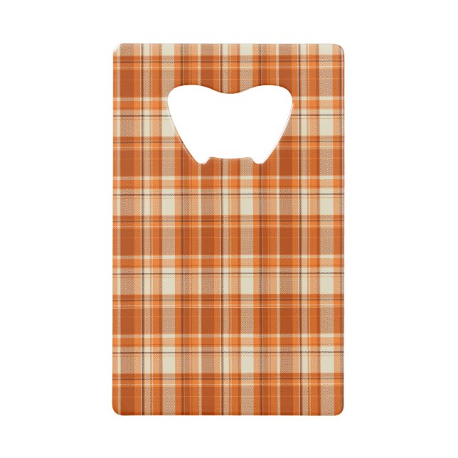 Orange kariertes kreditkartenflaschenöffner (Vorderseite)