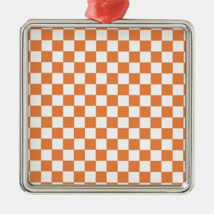 Orange kariertes Muster Silbernes Ornament