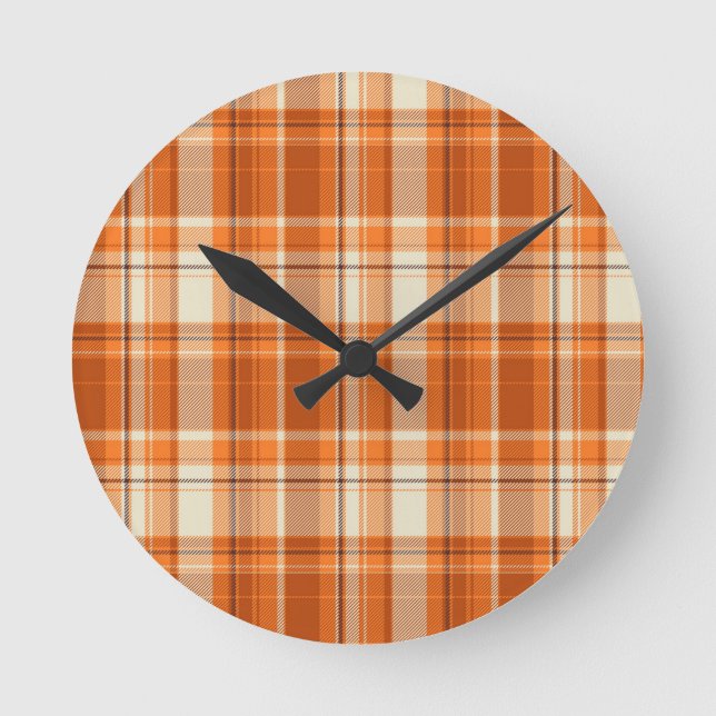 Orange kariertes runde wanduhr (Vorderseite)