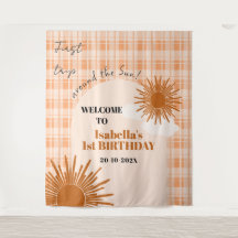 Orange Karo Erste Reise um die Sonne Geburtstag