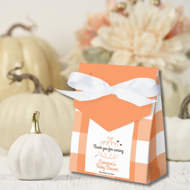 Orange Karo Pumpkin Rustic Fall Baby Dusche Geschenkschachtel (Von Creator hochgeladen)