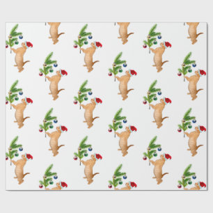 Orange Kätzchen-Weihnachtspapier Geschenkpapier