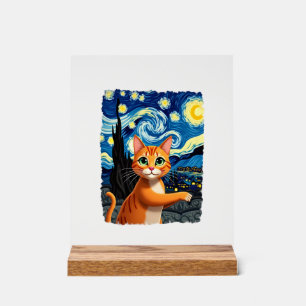 Orange Katze Selfie Sternennacht Katze Mutter Kat Acrylschild