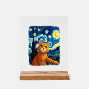Orange Katze Selfie Sternennacht Katzenmutter Kat Acrylschild