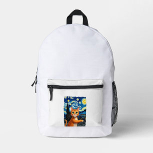 Orange Katze Selfie Sternennacht Katzenmutter Kat Bedruckter Rucksack