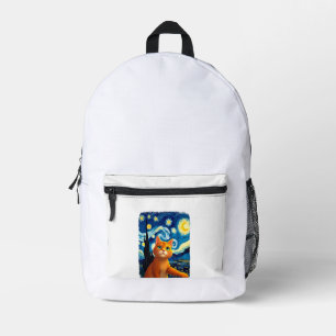 Orange Katze Selfie Sternennacht Katzenmutter Kat Bedruckter Rucksack