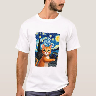 Orange Katze Selfie Sternennacht Katzenmutter Kat T-Shirt