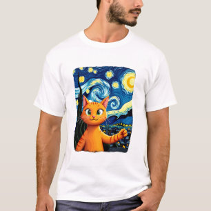 Orange Katze Selfie Sternennacht Katzenmutter Kat T-Shirt