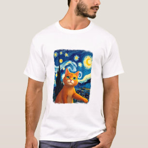 Orange Katze Selfie Sternennacht Katzenmutter Kat T-Shirt