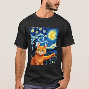 Orange Katze Selfie Sternennacht Katzenmutter Kat T-Shirt