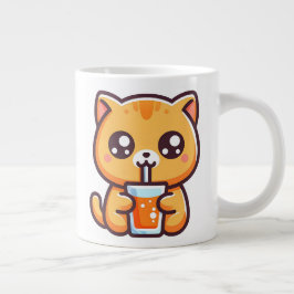 Orange Katze trinkt Orangensaft Jumbo-Tasse
