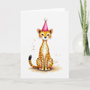 Orange Katzen-Geburtstags-Illustrationskarte Karte