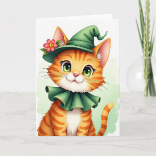 Orange Katzen-Porträtkarte Karte