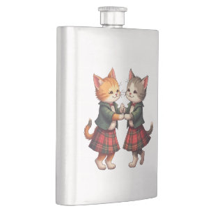 Orange Katzen tanzen Scottish Ceilidh Flachmann