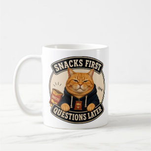 Orange Katzenbecher   Snacks zuerst, Fragen später Kaffeetasse