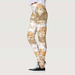 Orange Katzenmuster Leggings
