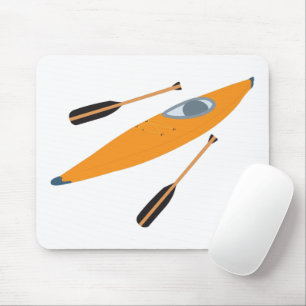 Orange Kayak mit Oars Mousepad