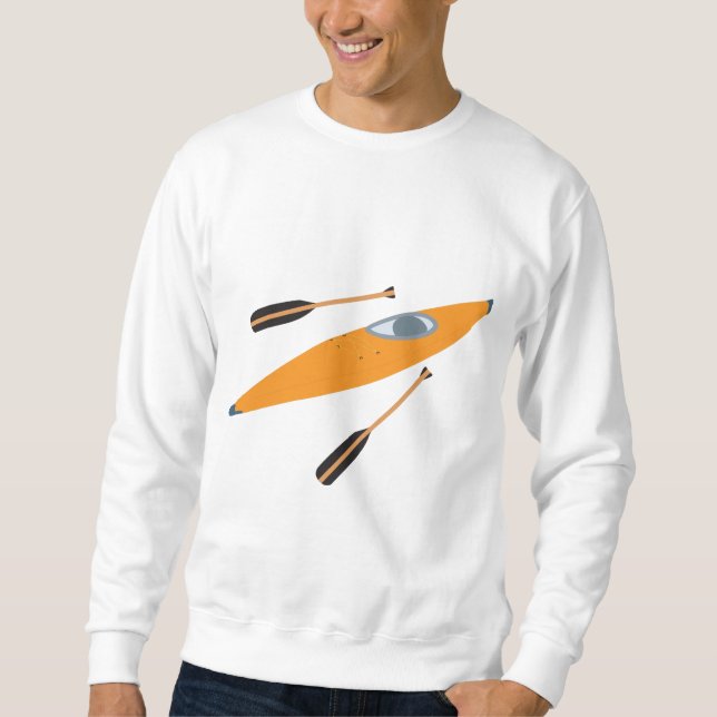 Orange Kayak mit Oars Sweatshirt (Vorderseite)