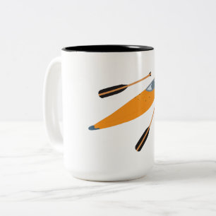 Orange Kayak mit Oars Zweifarbige Tasse