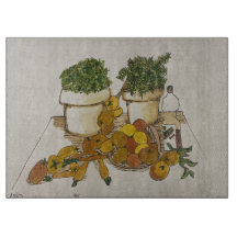 Orange Kitchen Still Life Cutting Board