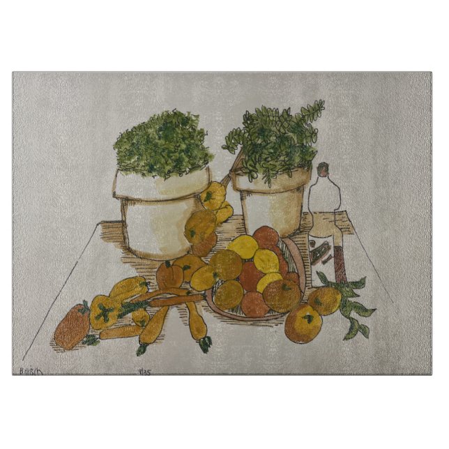 Orange Kitchen Still Life Cutting Board Schneidebrett (Vorderseite)