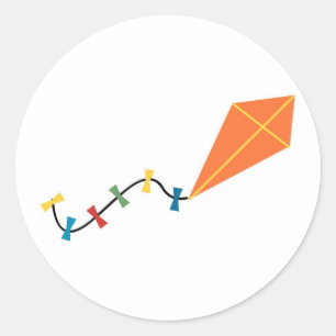 Orange Kite Runder Aufkleber